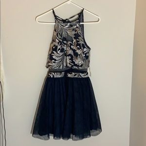 Blue and silver party dress